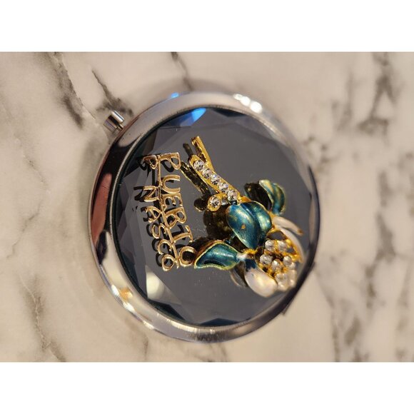Compact Makeup Mirror With Puerto  P Nasco & Flower Embellishment - Picture 2 of 4